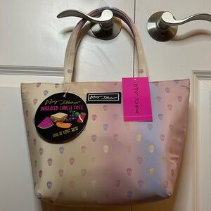 🆕Betsey Johnson Pink Purple Ombre Skull Insulated‎ Bag Lunch Tote 💗💀